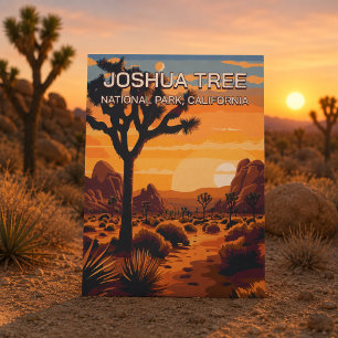 Carte Postale Vintage Rétro Parc national de Joshua Tree Califor