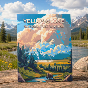 Carte Postale Vintage Rétro Parc National de Yellowstone Wyoming