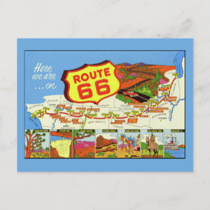 Carte postale vintage Retro Route 66
