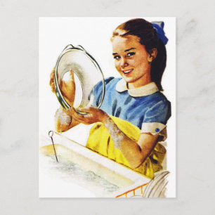 Carte Postale Vintage Retro Women Girl Doing the Plats