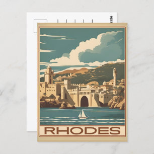 Carte Postale Vintage Rhodes Grèce - Rhodes Island Greece trip