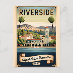 Carte Postale Vintage Riverside Californie Ville des Arts Rétro