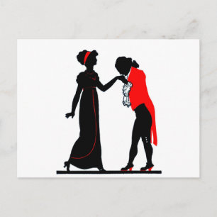 Carte Postale Vintage Romantique Couple Courage Silhouette