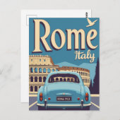 Carte Postale Vintage Rome Italy Travel Poster Colosseum (Devant / Derrière)