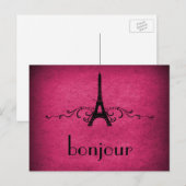 Carte postale vintage, rose (Devant / Derrière)