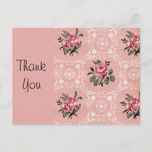 Carte Postale Vintage Rose Floral Fond d'écran Motif