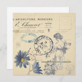 Carte Postale vintage Rose Lady Bee Flower (Devant / Derrière)