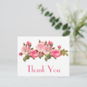 Carte postale vintage rose Merci rose (Debout devant)