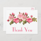 Carte postale vintage rose Merci rose (Devant / Derrière)