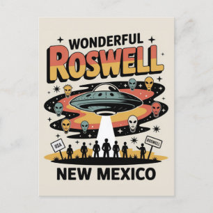Carte Postale Vintage Roswell Nouveau Mexique Retro Alien UFO