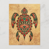 Vintage rousse et verte Haida Spirit Tortue marine