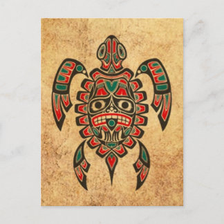 Carte Postale Vintage rousse et verte Haida Spirit Tortue marine