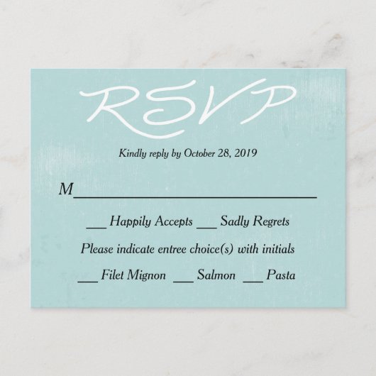Carte postale vintage RSVP Blue Grunge Mariage / P (Devant)