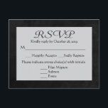 Carte postale Vintage RSVP Gray & Black Chalkboard<br><div class="desc">Facilitez la réponse de vos invités avec cette charmante carte RSVP Post en tableau noir et gris vintage. Vous pouvez customiser la carte en fonction de vos besoins. Parfait pour toutes sortes de fonctions : mariages, fêtes, réunions d'affaires, etc. Les cartes postales RSVP sont l'alternative économique aux cartes de réponse...</div>