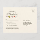 Carte postale vintage RSVP pour mariage des fleurs (Dos)