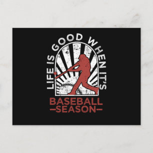 Carte Postale Vintage Runner Batter La vie est belle quand baseb