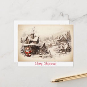 Carte Postale Vintage rustic Santa Clouse