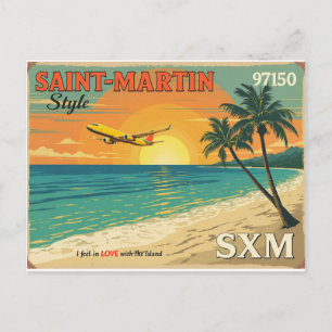 Carte Postale Vintage Saint-Martin SXM Postcard