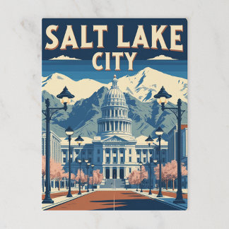 Carte Postale Vintage Salt Lake City Capitol and Mountains
