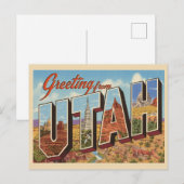 Carte Postale Vintage "Salut de l'Utah" (Devant / Derrière)
