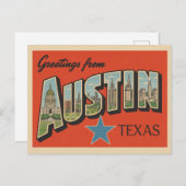 Carte Postale Vintage "Salutations d'Austin, Texas (Devant / Derrière)