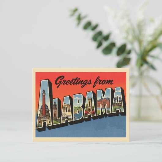 Carte Postale Vintage "Salutations de Alabama" (Debout devant)
