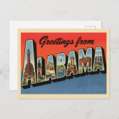 Carte Postale Vintage "Salutations de Alabama" (Devant / Derrière)