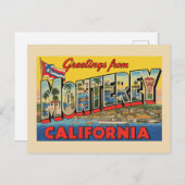 Carte Postale Vintage "Salutations de Monterey, Californie" (Devant / Derrière)