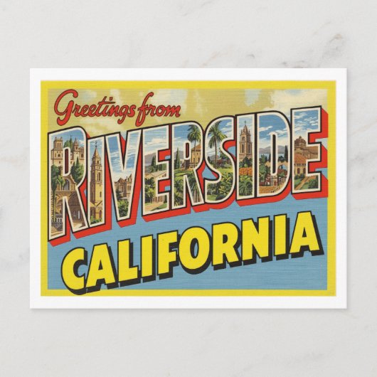 Carte Postale Vintage "Salutations de Riverside, Californie (Devant)