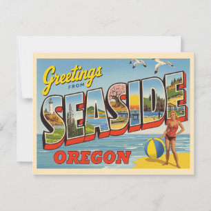 Carte Postale Vintage "Salutations du bord de mer, Oregon"