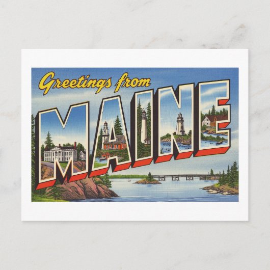 Carte Postale Vintage "Salutations du Maine" (Devant)