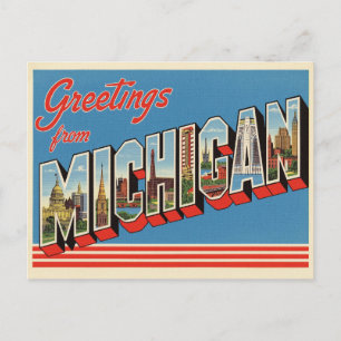 Carte Postale Vintage "salutations du Michigan"