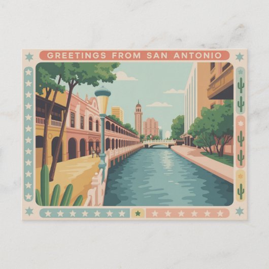 Carte postale vintage San Antonio | Salutations de (Devant)