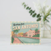 Carte postale vintage San Antonio | Salutations de (Debout devant)