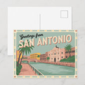 Carte postale vintage San Antonio | Salutations de (Devant / Derrière)