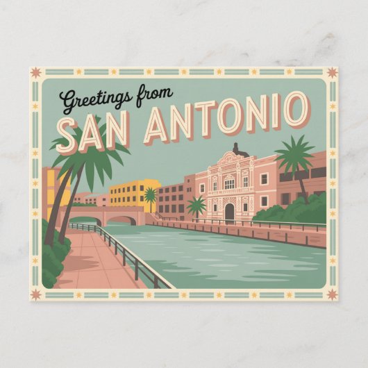 Carte postale vintage San Antonio | Salutations de (Devant)