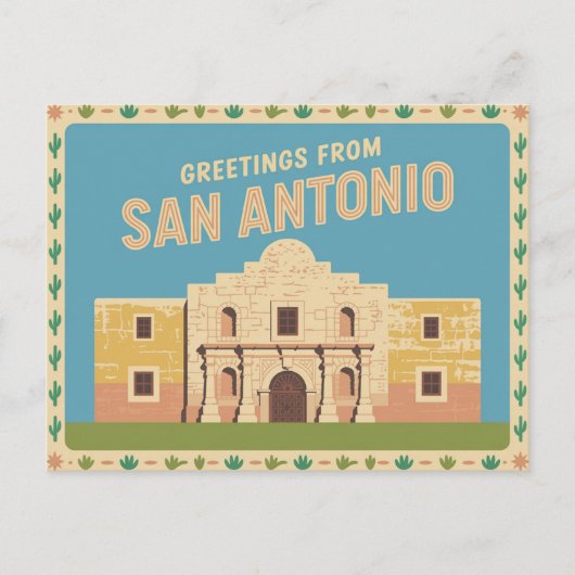 Carte postale vintage San Antonio | Salutations de (Devant)