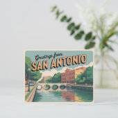 Carte postale vintage San Antonio | Salutations de (Debout devant)