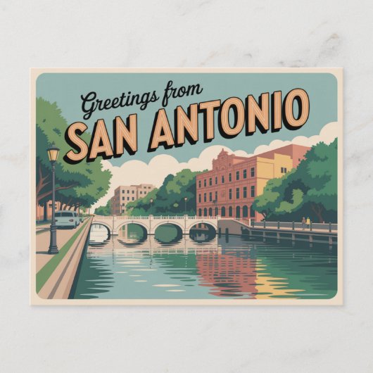 Carte postale vintage San Antonio | Salutations de (Devant)