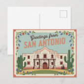 Carte postale vintage San Antonio | Salutations de (Devant / Derrière)