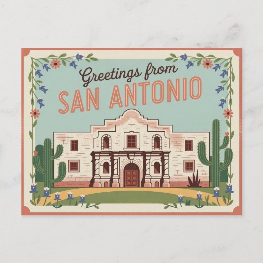 Carte postale vintage San Antonio | Salutations de (Devant)