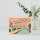 Carte postale vintage San Antonio | Salutations de (Debout devant)