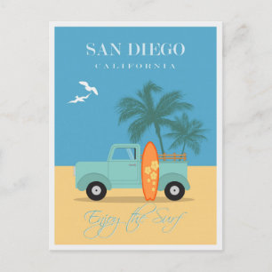 Carte Postale Vintage San Diego California Surf Beach