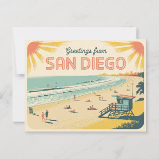 Carte postale vintage San Diego | Salutations de