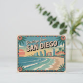 Carte postale vintage San Diego | Salutations de (Debout devant)