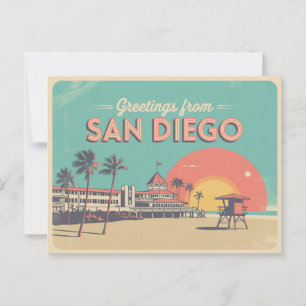 Carte postale vintage San Diego Salutations de