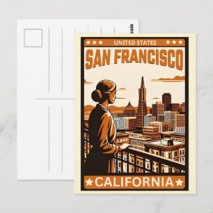 Carte Postale Vintage San Francisco, CA balcon vue cadeaux