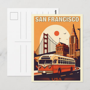Carte Postale Vintage San Francisco, CA vieux bus sur les cadeau