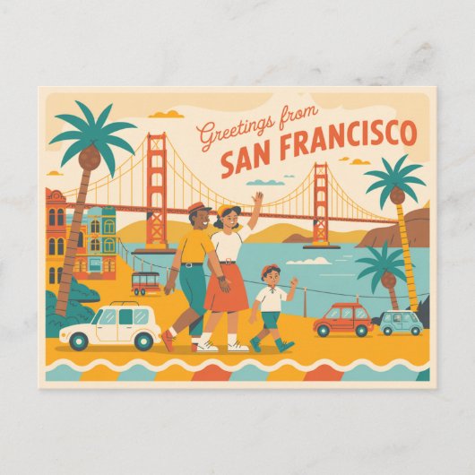 Carte postale vintage San Francisco | Salutations  (Devant)