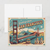 Carte postale vintage San Francisco | Salutations (Devant / Derrière)